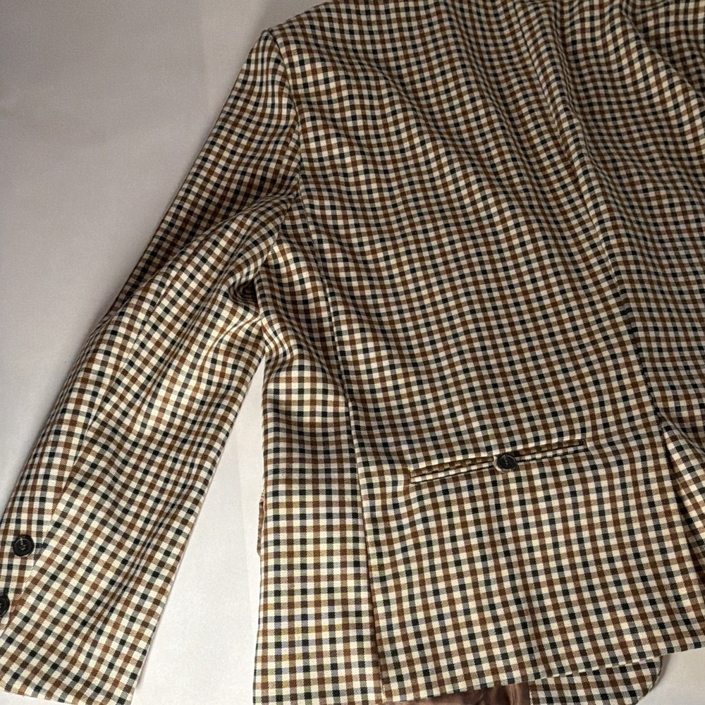 Moon River Women's Check Double-Breasted Lined Blazer Brown Beige M - Picture 10 of 13